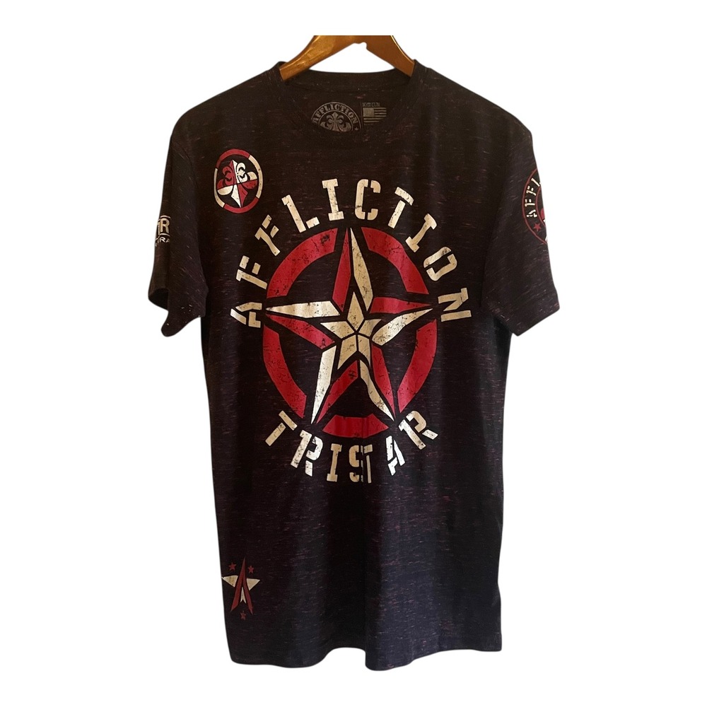 Affliction Tristar MMA Coach Firas Zahabi Graphic T-Shirt Mens Medium Black Red